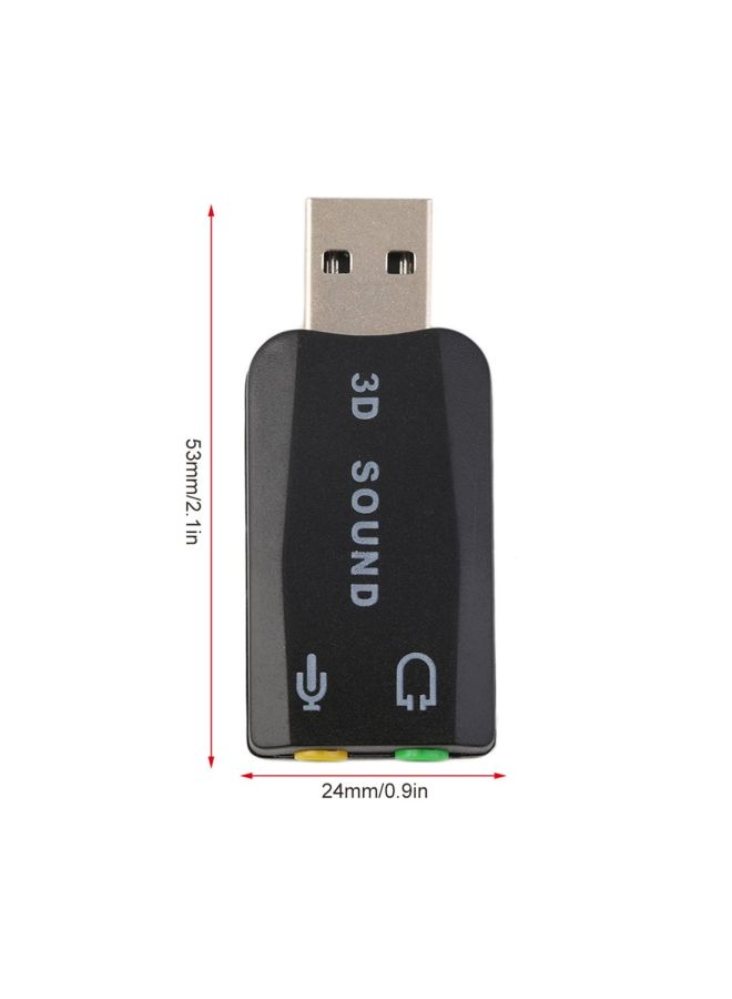Generic USB 2.0 to 3D Mic Sound Card Adapter Black  - Image 2