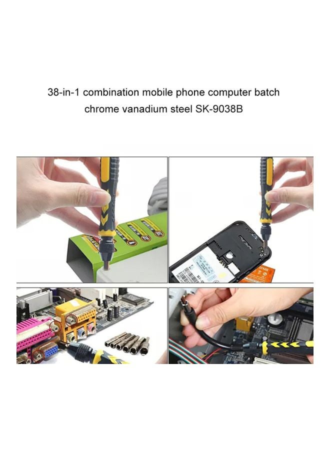 38-Piece Multi-Function Repair Screwdriver Set Black/Yellow/Silver  - Image 5