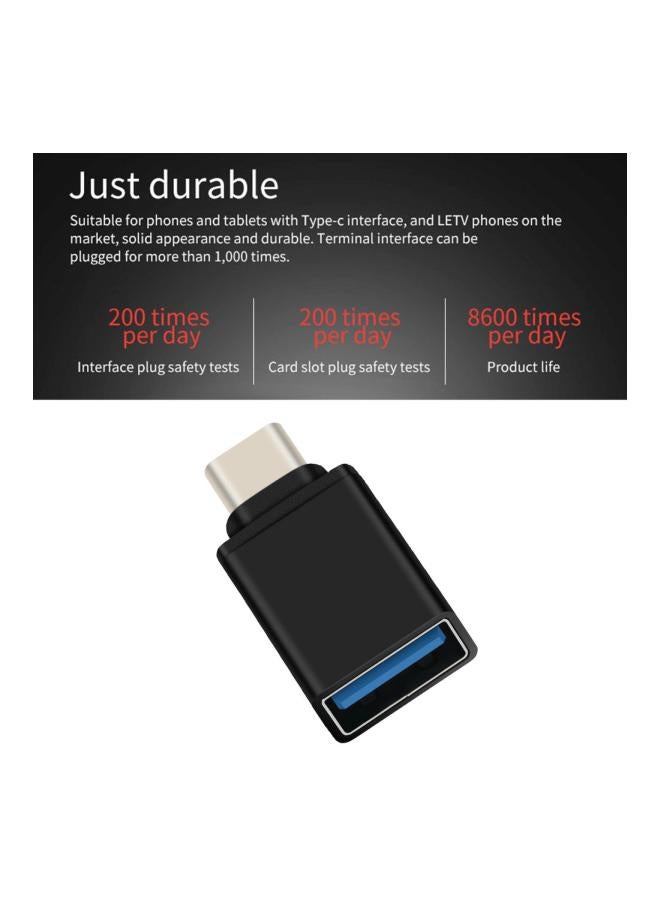 طقم محولات محمولة من منفذ USB 3.1 Type-C إلى USB 3.0 مكون من 3 قطع أسود - Image 4