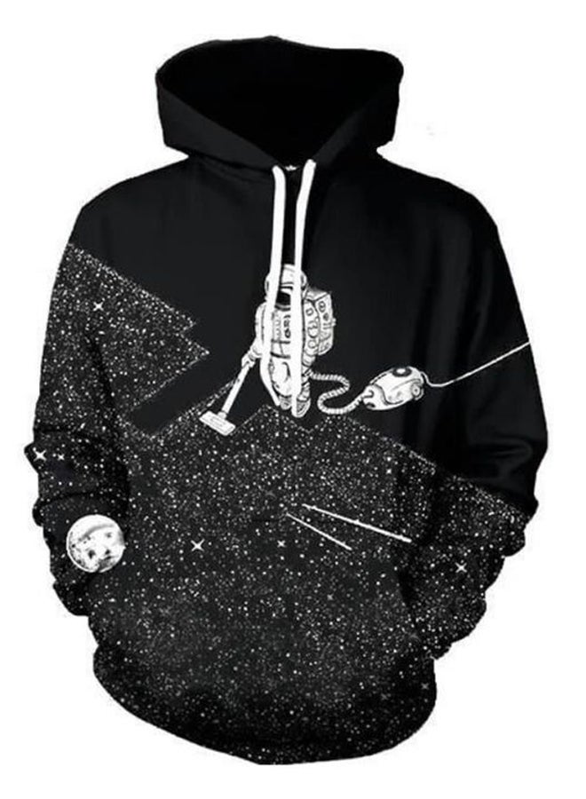 Generic 3D Space Astronaut Print Hoodie Black/White  - Image 1