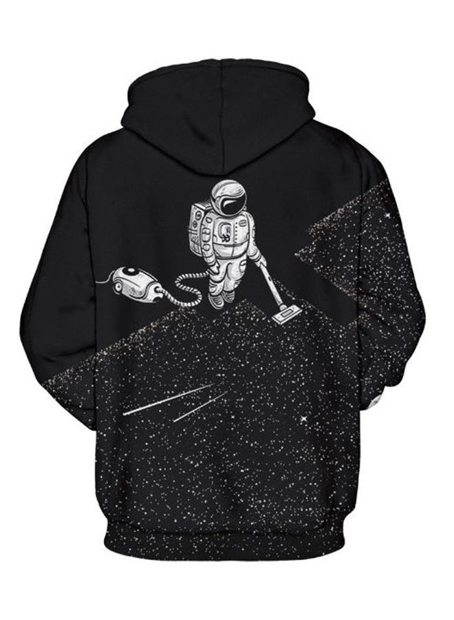 Generic 3D Space Astronaut Print Hoodie Black/White  - Image 2