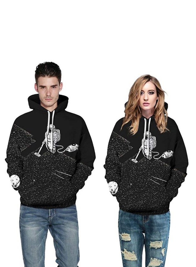 Generic 3D Space Astronaut Print Hoodie Black/White  - Image 3