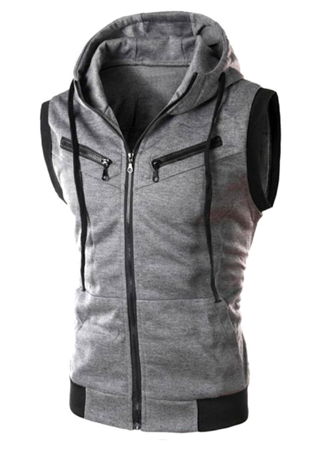 Fitness Vest Block Hoodie Grey/Black  - Image 1