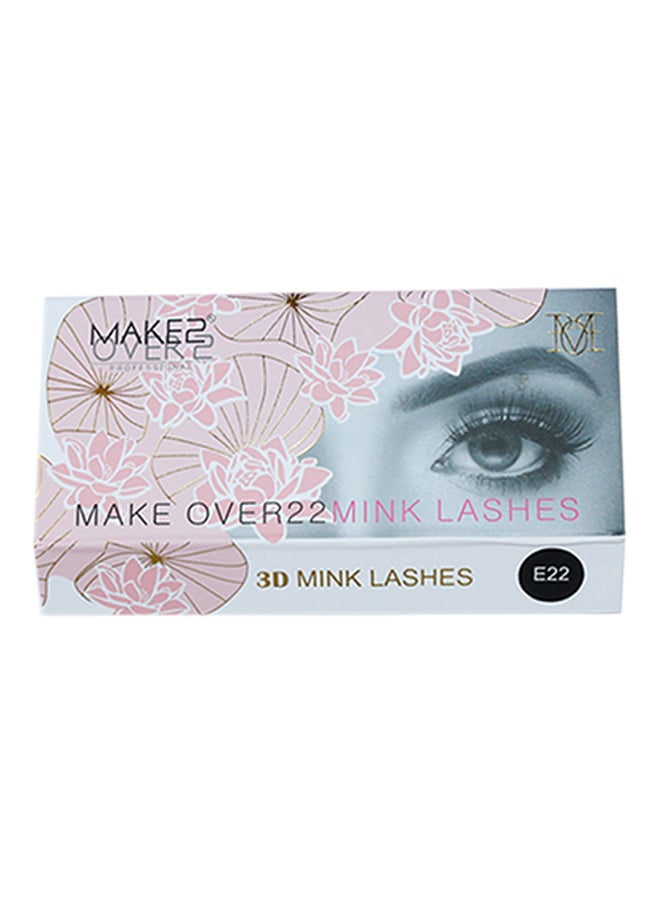 ميك اوفر22 طقم من 3 أزواج رموش مستعارة بكثافة ثلاثية الأبعاد من شعر المنك أسود - Image 2