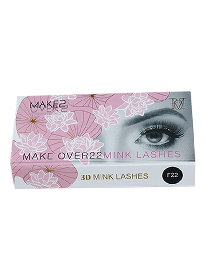 MAKE OVER 22 3D Mink Fake Eyelashes Black - Image 2