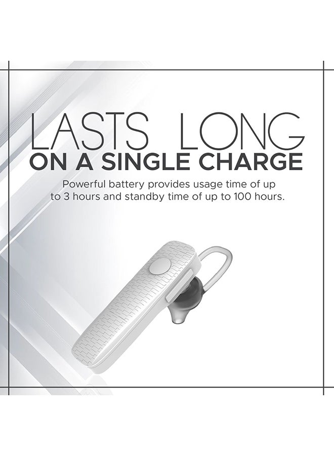 PROMATE - Wireless Mono Earphone, Stylish Secure-Fit Bluetooth v5.0 Headset with HD Voice Clarity, Ear-Lock Design and Built-in Microphone for Smartphones, Music, Tablets, Work White - Image 1