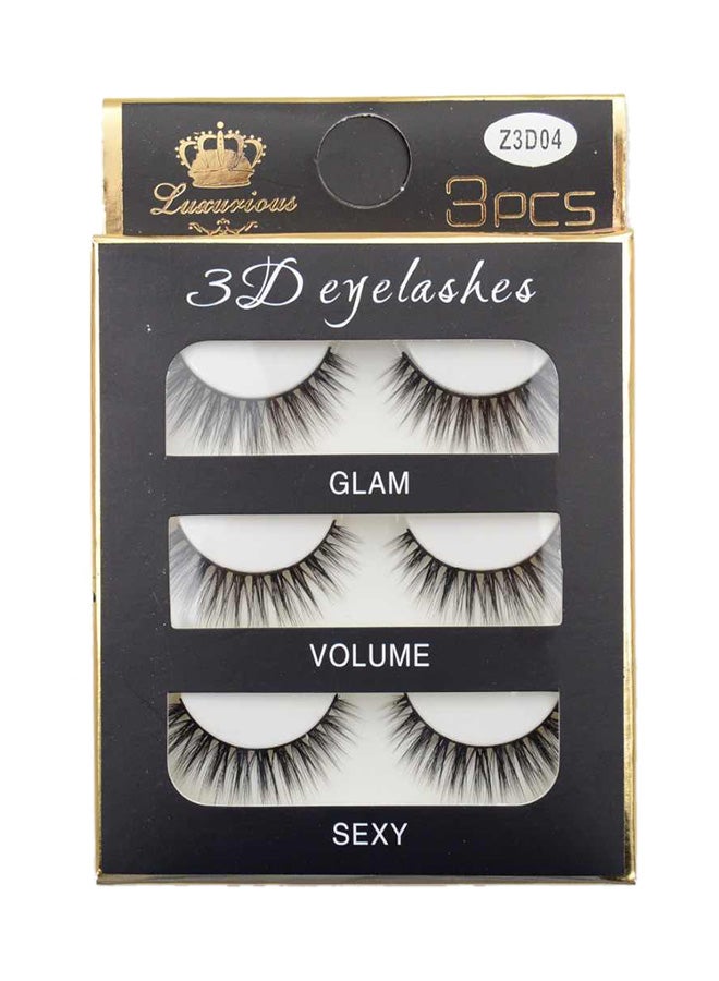 3 أزواج رموش صناعية كاملة مصنوعة من المنك أسود - Image 1