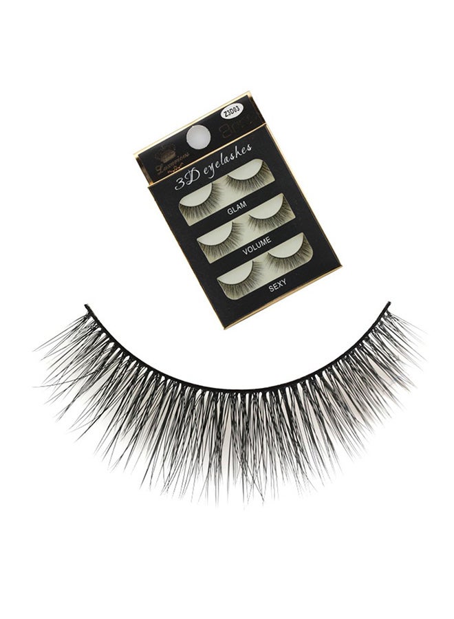 3 أزواج رموش صناعية كاملة مصنوعة من المنك أسود - Image 3