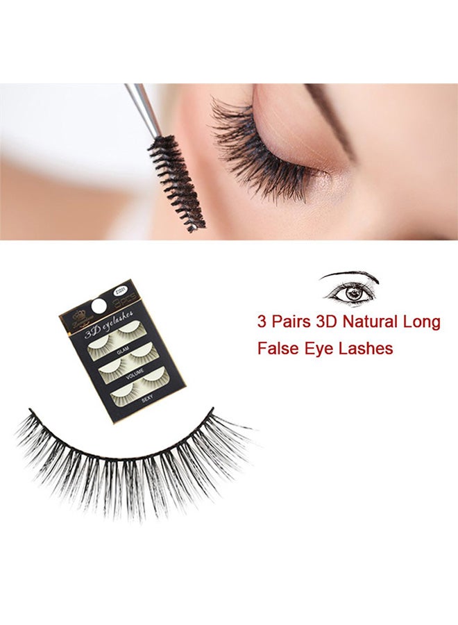 3 أزواج رموش صناعية كاملة مصنوعة من المنك أسود - Image 5