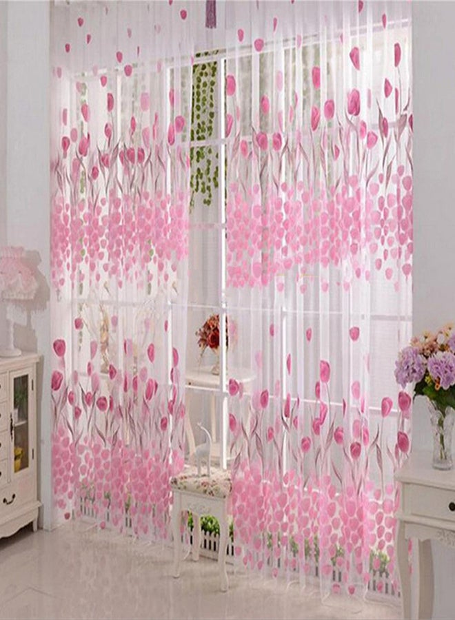 Circle Printed Tulle Curtain Pink 100x200cm