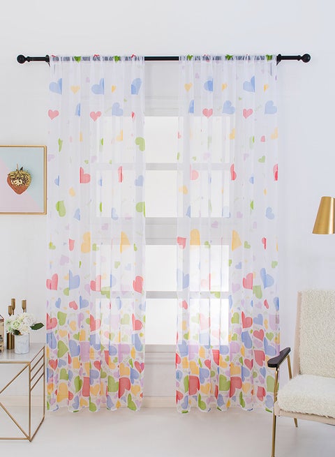 Heart Printed Reed Wood Curtain Multicolour 100x200centimeter