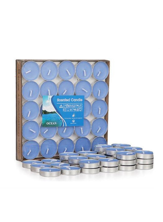 طقم مكون من 50 شمعة تي لايت غير معطرة أزرق 20x8x20سم  - Image 3