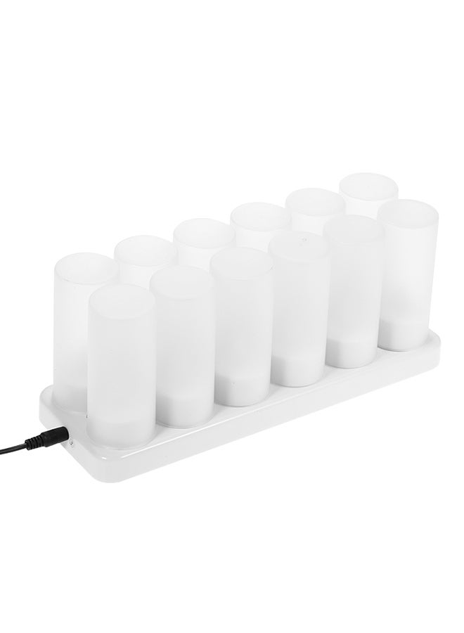 12-Piece Rechargeable LED Tealight Candles With Charging Base White 32.5x10x12.5centimeter  - Image 1