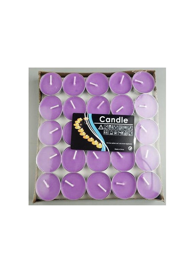 طقم مكون من 50 شمعة تي لايت غير معطرة أرجواني 20x8x20سم