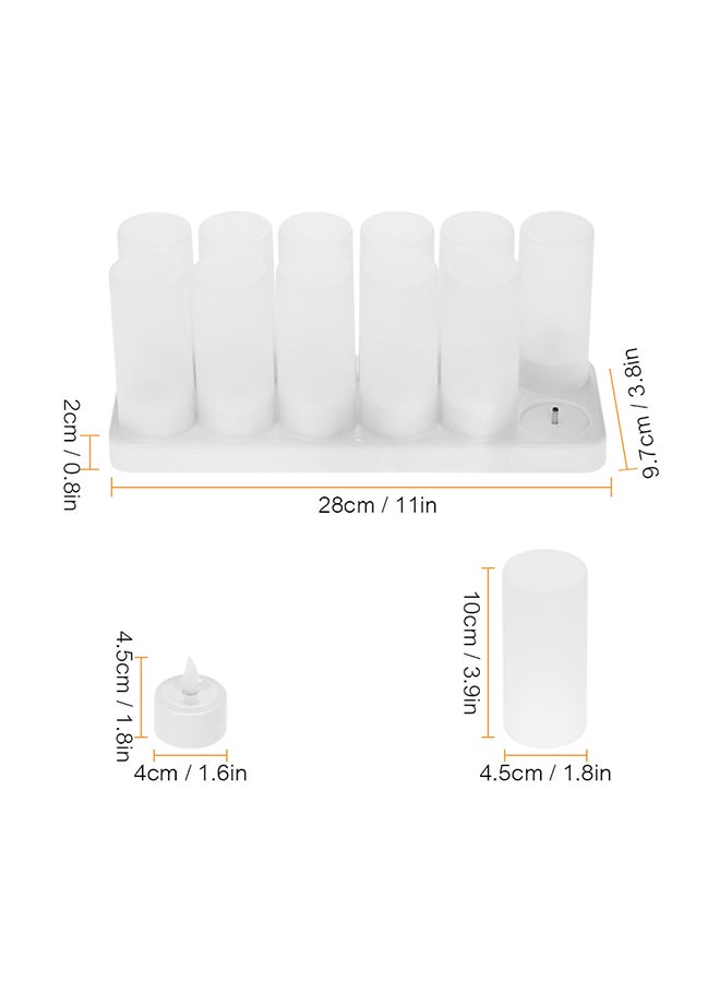 طقم شموع صغيرة بإضاءة LED قابلة للشحن ومزودة بقاعدة شحن مكون من 12 قطعة أبيض 32.5x10x12.5سم  - Image 2