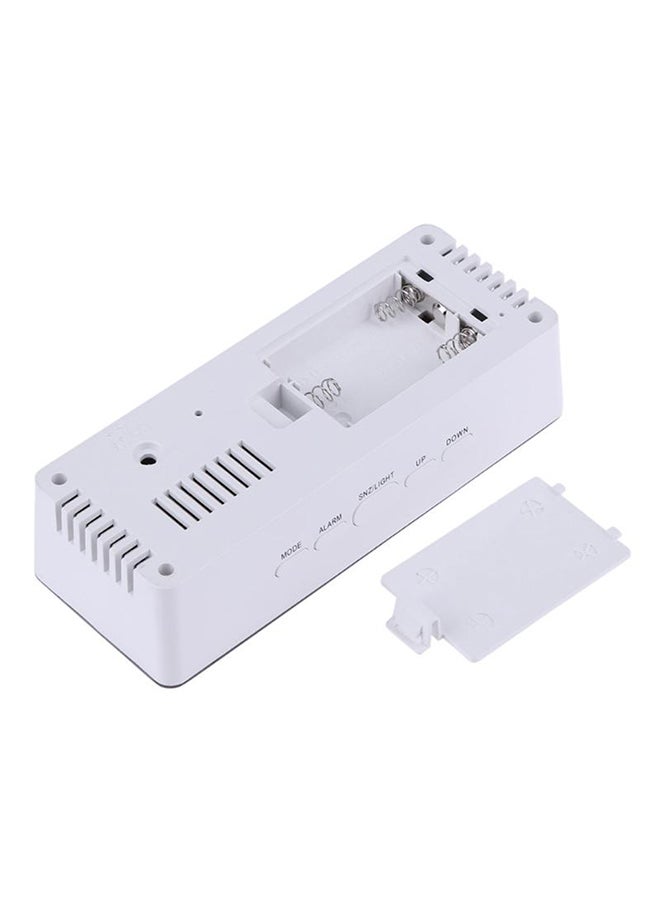 ساعة منبه رقمية LED متعددة الأغراض أبيض/رمادي 14.5x4.3x7.8سم - Image 2