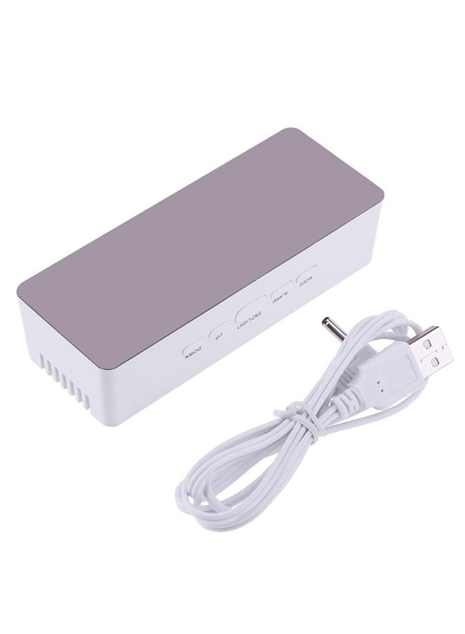 ساعة منبه رقمية LED متعددة الأغراض أبيض/رمادي 14.5x4.3x7.8سم - Image 3