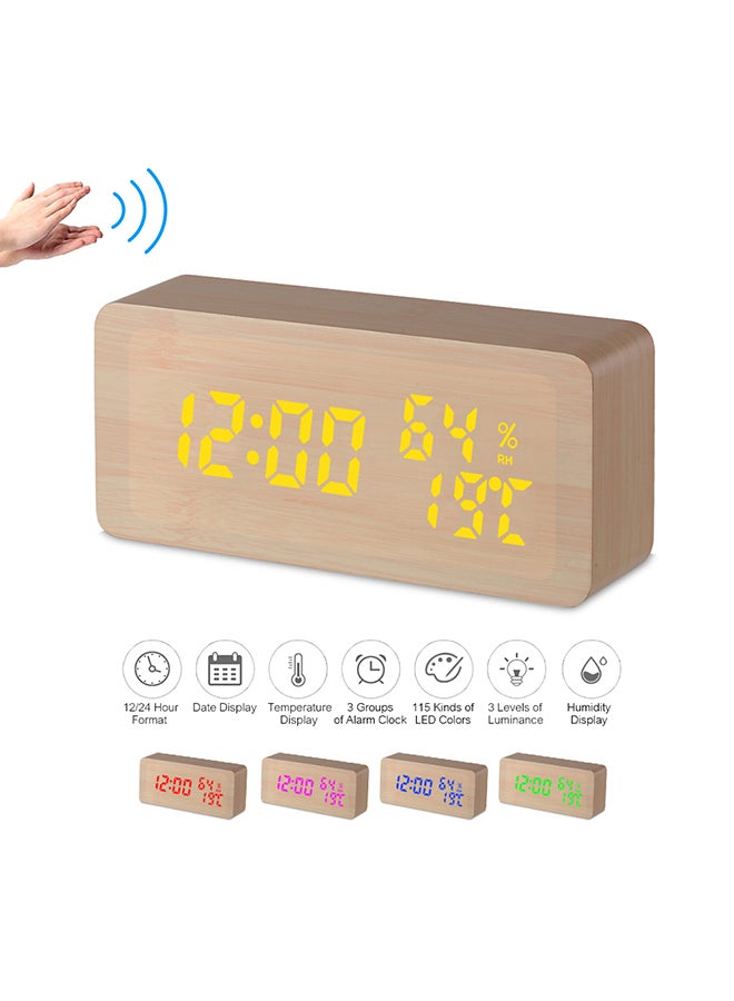 LED Digital Alarm Clock Natural wood 28x8x13cm  - Image 2