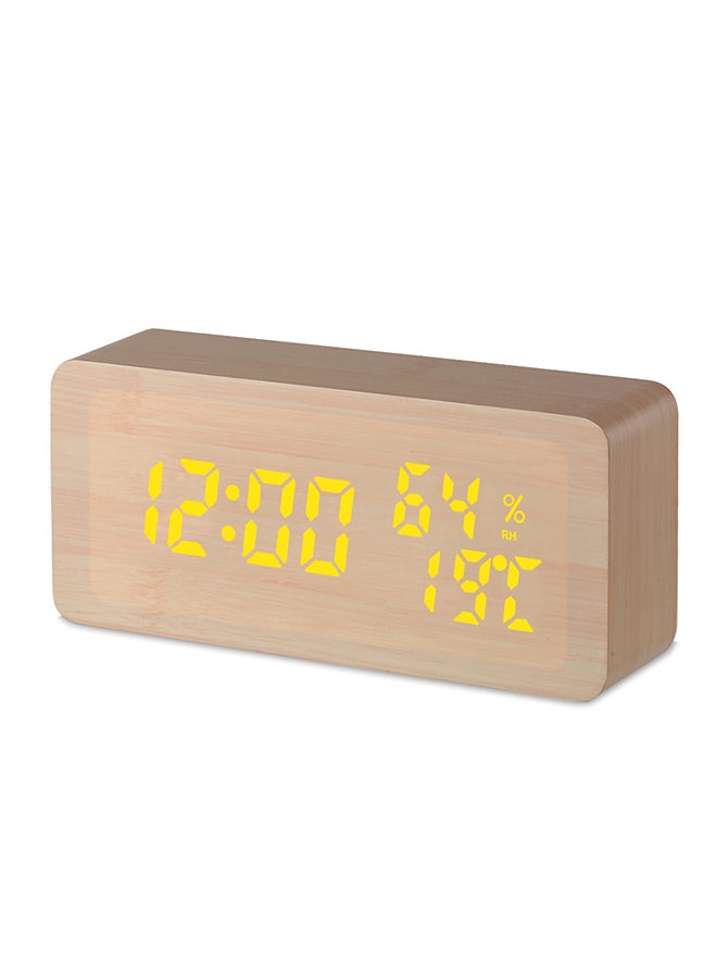 LED Digital Alarm Clock Natural wood 28x8x13cm  - Image 1