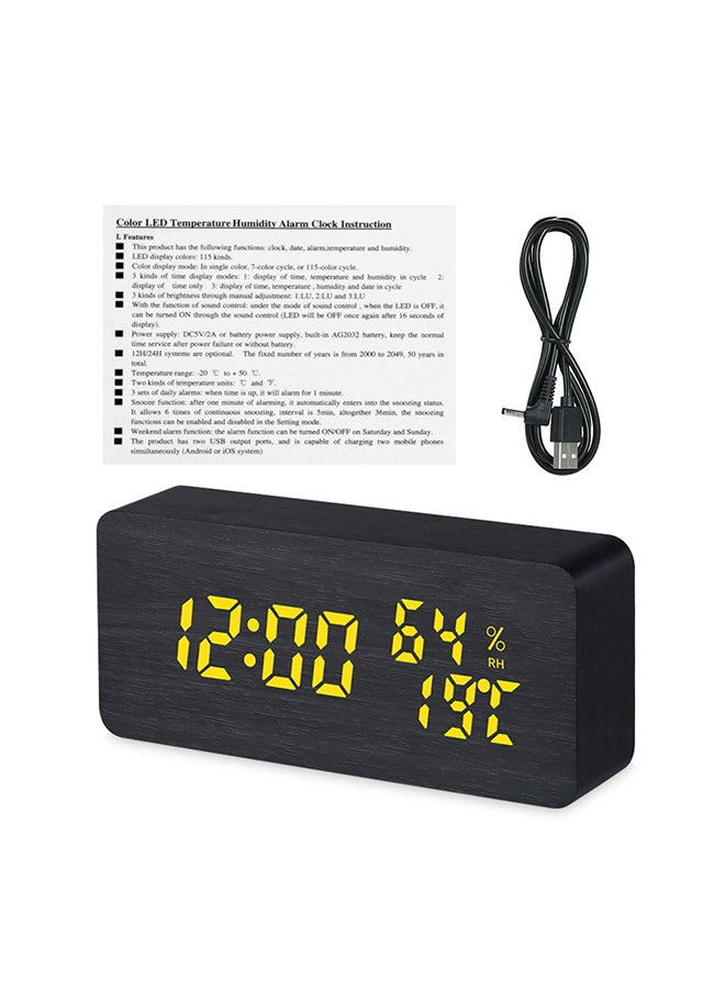 منبه رقمي بإضاءة LED أسود 28x8x13سم - Image 4