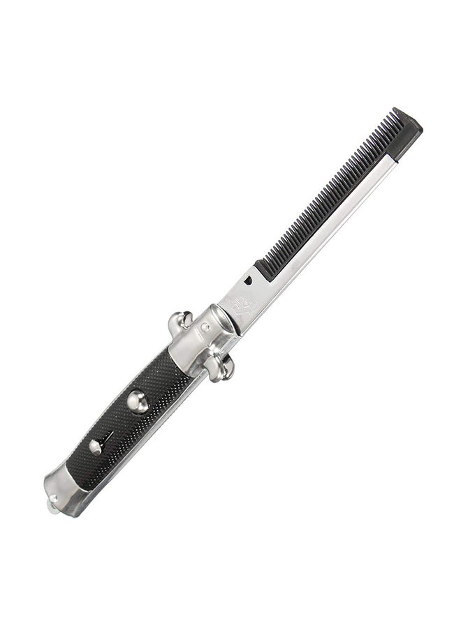 Rhode Island Novelty - Switch Blade Pocket Hair Comb Silver/Black 9inch - Image 1