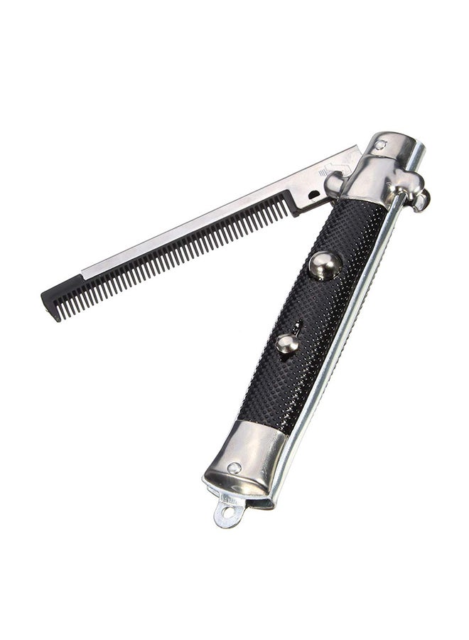 Rhode Island Novelty - Switch Blade Pocket Hair Comb Silver/Black 9inch - Image 1