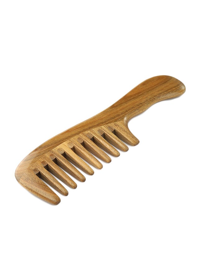 Rosette Hair Wooden Wide Tooth Detangling Comb Brown 