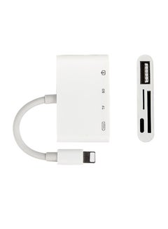 LAXTEK 4-In-1 Lightning To USB Connection Kit For iPhone & iPad, Portable Memory Card Reader` White  - Image 1