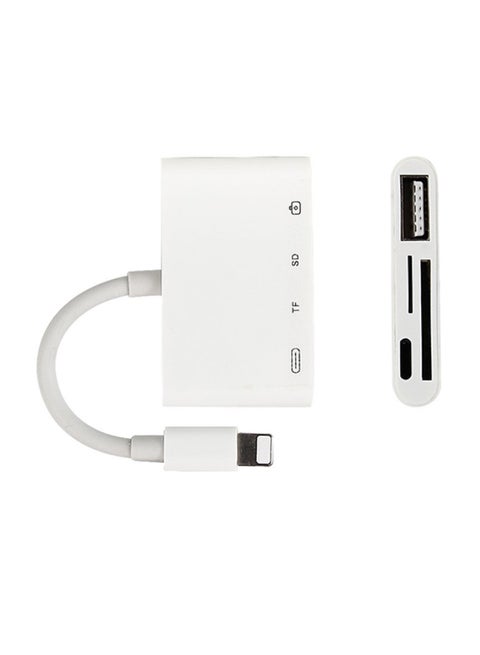 4-In-1 Lightning To USB Connection Kit For iPhone & iPad, Portable Memory Card Reader` White