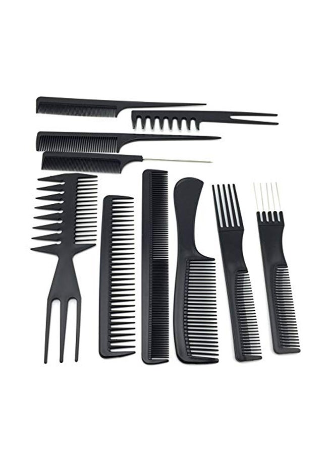 Set Of 10 Hair Styling Comb Black
