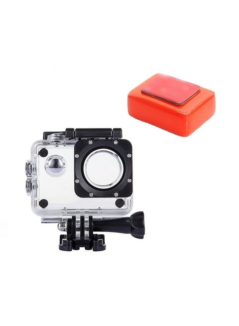 Protective Waterproof Housing Case With Red Filter And Float Sponge Silver/Black