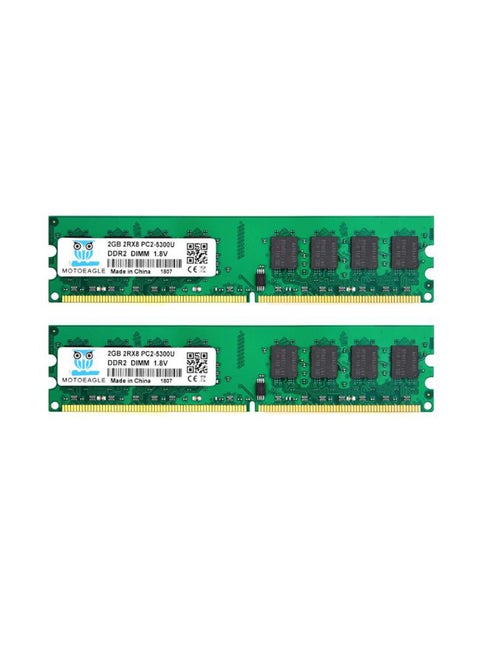 2-Piece 2GB DDR2 667 Mhz 2Rx8 UDIMM Desktop RAM Green