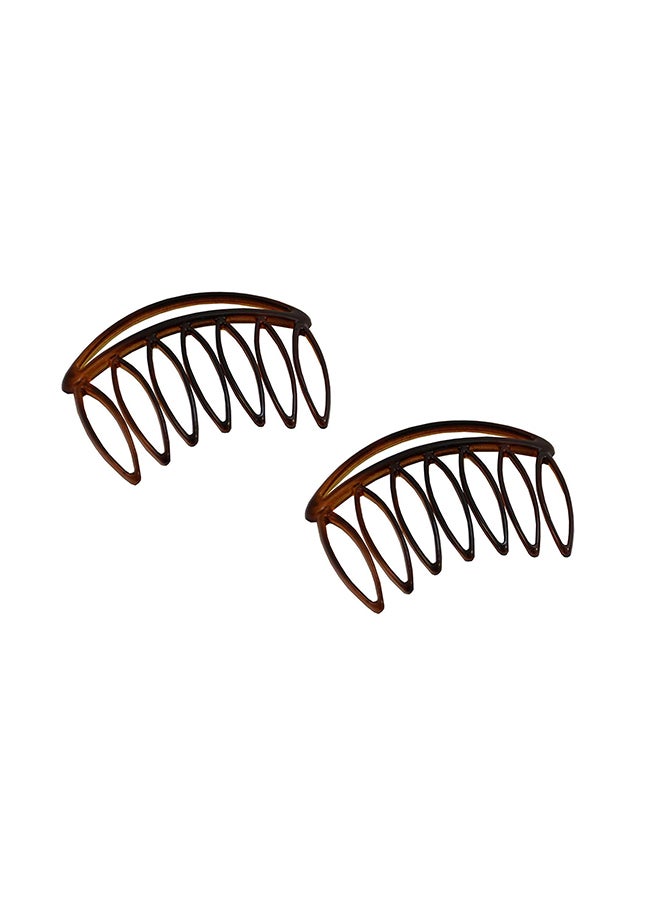 2-Piece French Swift Large Teeth Side Hair Comb Brown 3inch - v1564581716/N28805902A_1