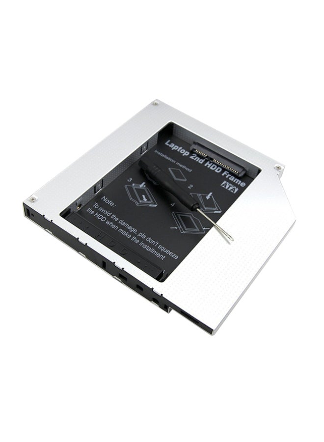 2nd HDD SSD Caddy Second Hard Drive Enclosure DVD CD Optical Bay Silver/Black - Image 1