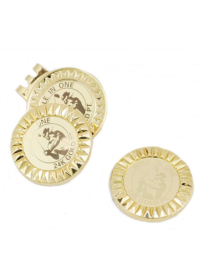 طقم علامات كرات جولف بطبعة عبارة "24K Gold Pt." و"Hole In One"