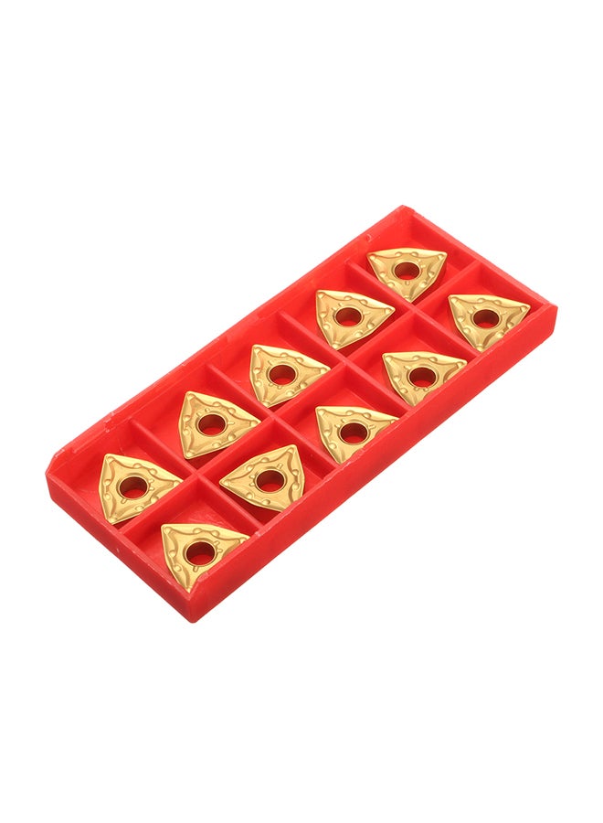 10-Piece Carbide Inserts For CNC Lathe Turning Tool Gold 0.096kg - Image 1