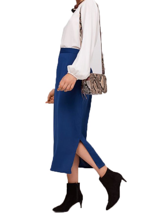 RINA BTS Core Side Slit Midi Skirt Navy Blue - Image 1