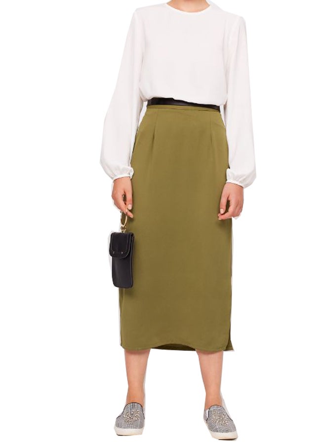 RINA BTS Core Side Slit Midi Skirt Olive - Image 1