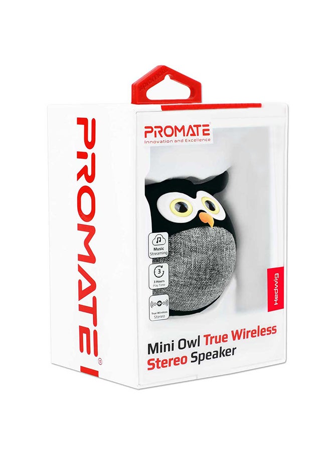 PROMATE - TRUE Wireless Speaker, Portable Mini Owl Bluetooth v5.0 Animal 3W Speaker with Built-In Microphone and 400mAh Rechargeable Battery for Kids, Smartphones, Tablets, iPod, Hedwig Black - Image 1