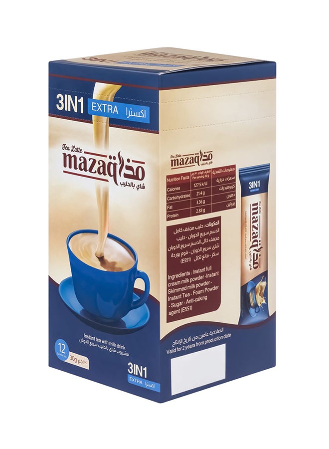 Mazaq - 3 In 1 Tea Latte Instant Tea With Milk 27grams Pack of 12 - Image 1