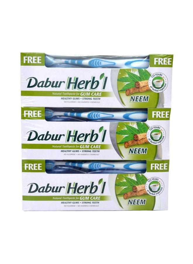 دابر طقم فرش ومعجون أسنان بخلاصة النيم مكون من 6 قطع أزرق/ أبيض