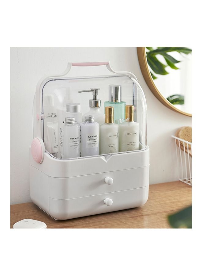 Dustproof Makeup Organizer With Carrying Handle White/Pink/Clear - Image 5