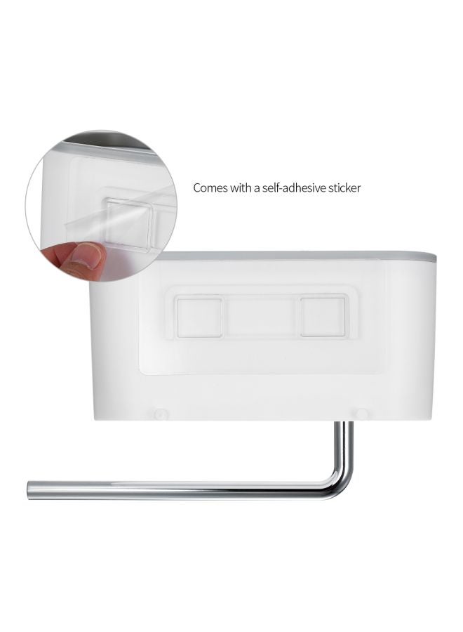 ecoco Wall Mounted Bathroom Storage Box With Towel Bar White/Grey 24x9.8x14cm  - Image 2