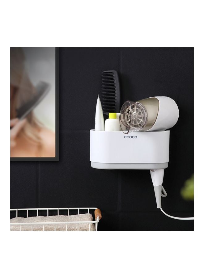 ecoco - Wall Mounted Hair Dryer Holder White/Grey 19x10.5x9centimeter - Image 1