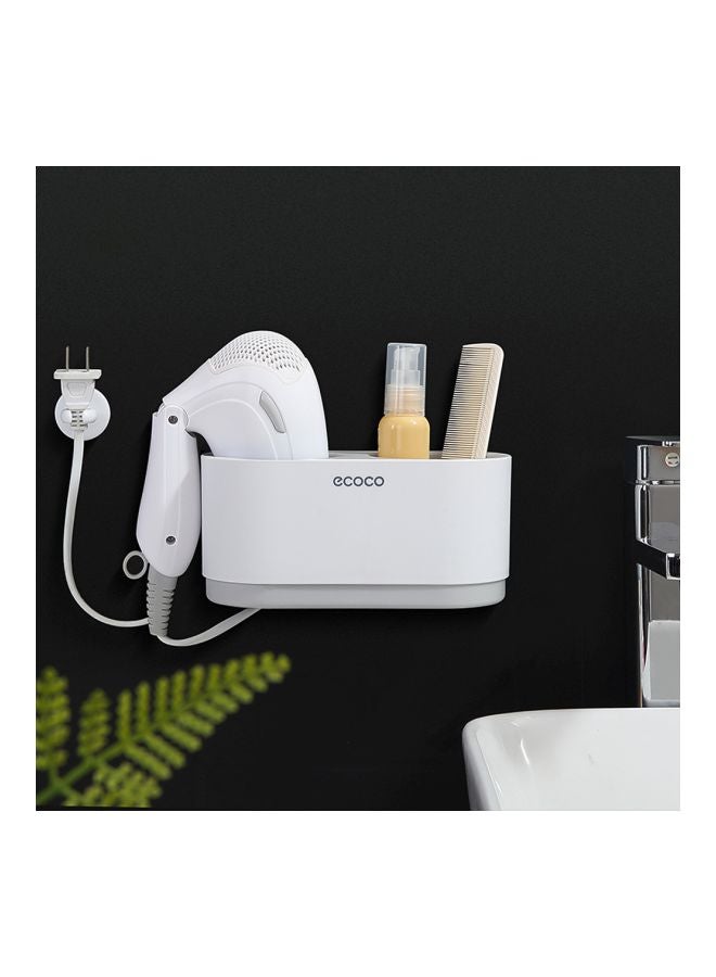 ecoco - Wall Mounted Hair Dryer Holder White/Grey 19x10.5x9centimeter - Image 1