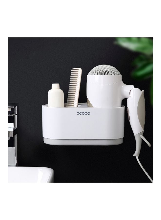 ecoco - Wall Mounted Hair Dryer Holder White/Grey 19x10.5x9centimeter - Image 1