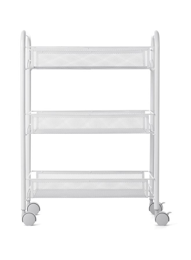 Multifunctional 3-Tier Kitchen Rolling Cart White 44x63x27cm  - Image 5