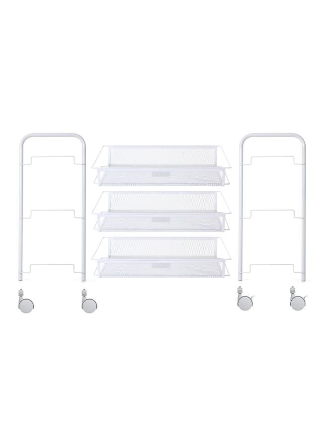 Multifunctional 3-Tier Kitchen Rolling Cart White 44x63x27cm  - Image 2
