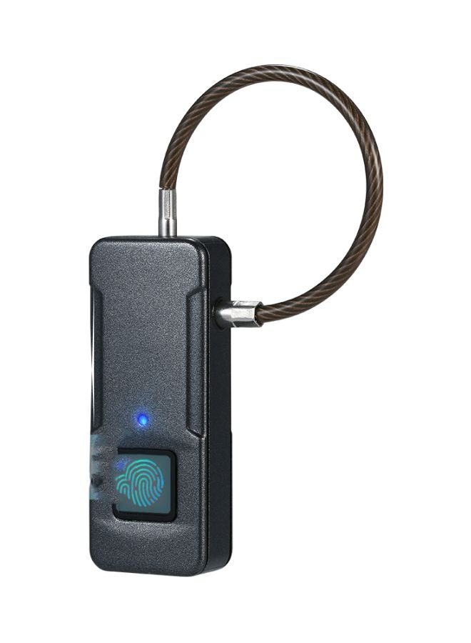 قفل أمان ذكي بحلقة مضاد للسرقة يعمل بالبصمة قابل للشحن عن طريق USB أسود/فضي  - Image 1