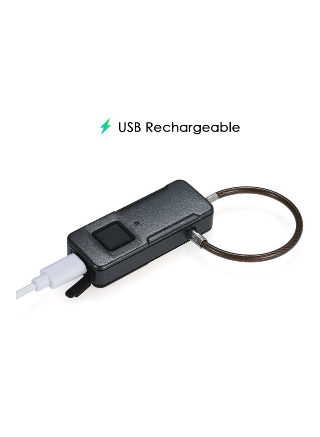 قفل أمان ذكي بحلقة مضاد للسرقة يعمل بالبصمة قابل للشحن عن طريق USB أسود/فضي  - Image 3